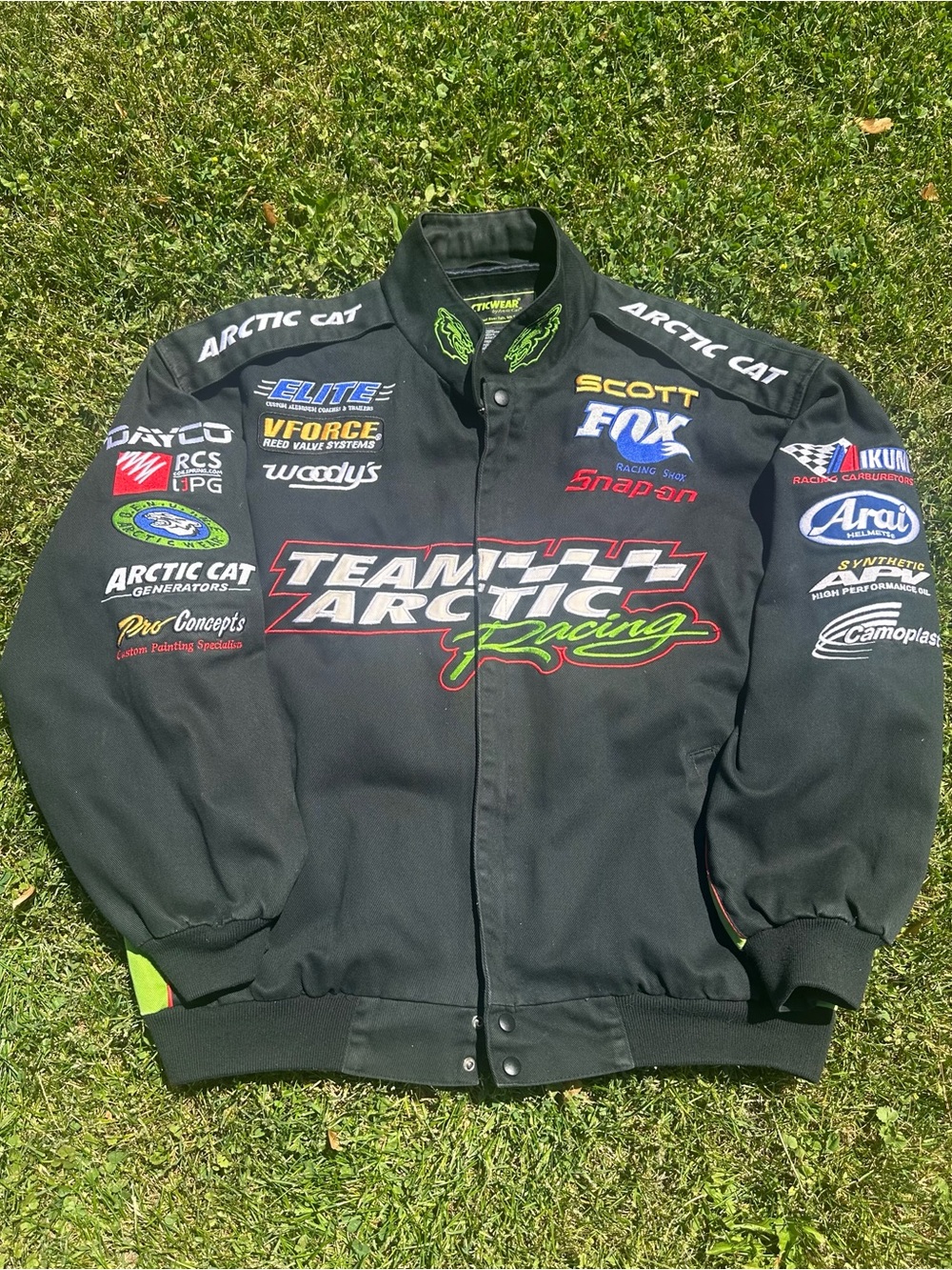 Racing Black Bomber Jacket with Neon Green Accents